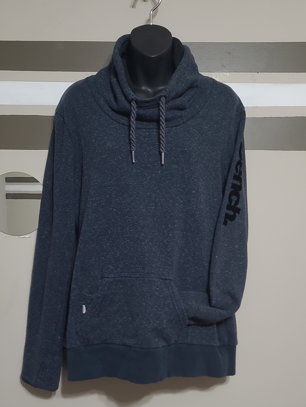Bench Navy Blue Cowl-Neck Fleece Lined Pullover Sweater Sz XL